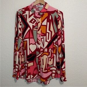 Big Dart Women’s Button Up Shirt Long Sleeve Abstract EUR 44 = US Size 12
